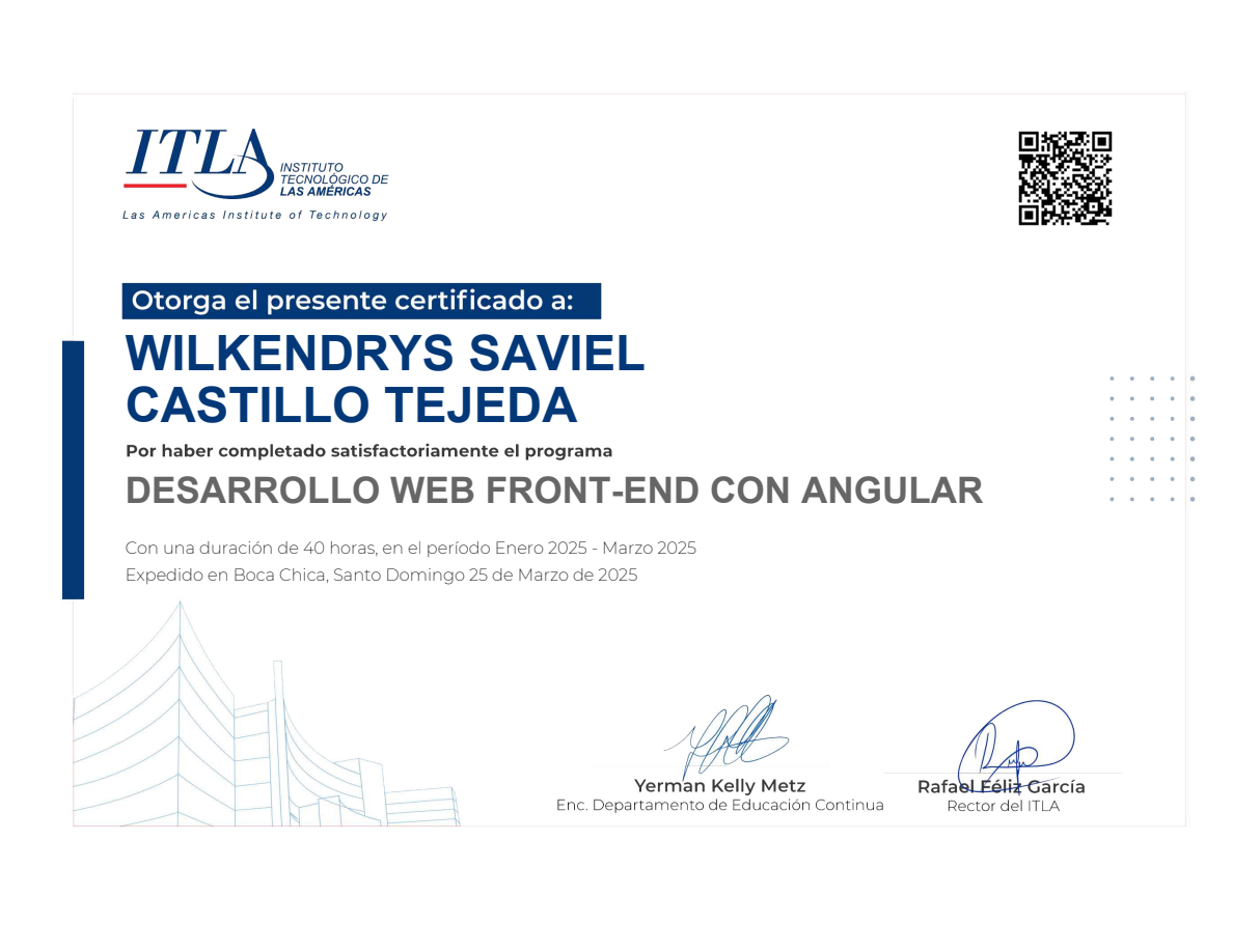 Certificado Desarrollo Web Front-End con Angular